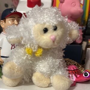 Adorable White and Cream Plush Lamb